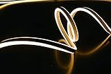 LEDZEIT - Profi Serie - LED Neon Flex Licht Streifen, Lichtschlauch, Außen und Innen, 5m, Warmweiß, 230V, 120LED/M, Wasserdicht IP65, Dimmbar, Kürzbar. Garten, Deko, DIY, LED Strip, Band