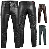 Radmasters Herren Lederhose lederjeans bikerjeans Jeans Hose aus Echtleder seitlich geschnürt (DE/NL/SE/PL, Numerisch, 54, Regular, Regular, Schwarz)