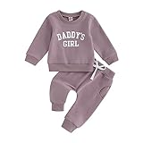 Himllauen Baby Mädchen Kleidung Sweatshirt + Lange Hose Zweiteiler Babykleidung 0-3 Jahre Kleinkind Outfit (A Lila, 0-6 Months)