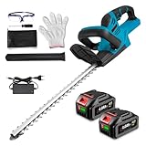 ONEVAN Akku Heckenschere, 22 Zoll Elektrische Gartenschere Heckenschere mit 2 3000mAh Akkus, 56 cm Schnittlänge, 15 mm Zahnabstand, Akku Heckenschere mit Akku und Ladegerät
