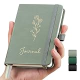 AUTEMPO A6 Klein Notizbuch, 160 Seiten 100 gsm dickes Papier, Mini Hardcover linierte Journal Notizbücher Mit elastischem Verschlussband und Falttasche (Hellgrün)