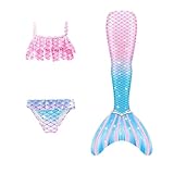 Generisch 𝙈eerjung𝙛rau 𝙛losse Mädchen Mit Bikini Set Badeanzug 3-Teiliges Kinder Cosplay 𝙈eerjung𝙛rauen𝙛losse Swimwear Performance-Outfit Sommer Badebekleidung Für 3-13 Jahre Swimsuit