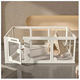 Welpenlaufstall，Welpenauslauf mit abschließbarer Tür，Acryl Wurfkiste Hunde Laufstall，für Hunde, Katzen, Kaninchen, Kleintiere, rutschfest, Transparent(Fully transparent,12 Pieces)