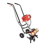 Gartenfräse Benzin Motorhacke 52CC 2-Takt Bodenfräse Bodenhacke 1900W 6500-7000rpm Mini Pflüger Grubber Kultivator, 36cm Arbeitsbreite, 5-10cm Arbeitstiefe, für Pflügen, Graben, Unterpflügen