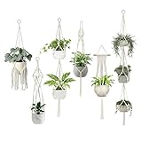 6er Set Makramee Blumenampel, Pflanzenhänger aus Baumwollseil, Boho Style Hängetopf für Pflanzen – Baumwollseil Hängeampel für Innen & Außen, Balkon, Garten, Fenster Dekoration