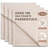 eFond Passiertuch, 50x50cm Käsetuch Feingewebt Dichtegrad 100 Mulltuch Ungebleichte Reine Baumwolle Seihtuch mit Sauber Umgeschlagene Saum, Waschbar und Wiederverwendbar Filtertuch (4 Stück)