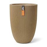 Capi Europe - Gefäß elegant niedrig Groove NL - 46x58 - Beige - Öffnung Ø - Blumentopf für den Innen- und Außeneinsatz - KGVBE783