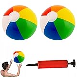 Wasserball Aufblasbar,2PCS Wasserbälle 58cm,Strandball Aufblasbar,Bunt Strandball Inflatable,Regenbogen Strand Bälle,Beachball in Regenbogenfarben,Beach Ball,Wasserbälle Aufblasbare für Kinder Beach