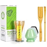 TEANAGOO Matcha Set| MatchaBesen| matcha zubehör| Matcha Whisk, 4 Stück traditionelles Matcha-Besen-Set, Matcha-Schneebesen (Chasen) Matcha Löffel(Chashaku), MA-01 perfekte Set für die Zubereitung