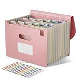 EcoStash Dokumentenmappe A4 12 Fächer, Weizenstroh Fächermappe Sortiermappe Bunte Datei Ordner Organizer, Akkordeon Aktenmappe Ordnungsmappe, BPA-frei, Zurück zur Natur, Gesundes Leben-Erdbeerrosa