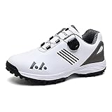 Adoff Herren Golfschuhe sind wasserdicht, Abriebfest und rutschfest Golfschuhe Herren Drehschnalle (weiß schwarz,41)
