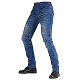 COLOYO Motorrad-Jeans für Herren, Motorradfahren, CE-geprüft, kniefrei, Protektorenhose, Blau, Größe XL
