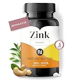 Nature Nation® Premium Zink - Hoch verfügbares Zinkbisglycinat (Zink-Chelat), mit guter Verträglichkeit - Hochdosierte Formulierung - Laborgeprüft, vegan, in Deutschland produziert (1 x 365 Tabletten)