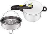Tefal P2530738 Secure 5 Neo Schnellkochtopf 22 cm, 6 L, inklusive Korbeinsatz, Edelstahl