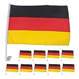 Murago - 10er Set Autofahne Deutschland ca.30x20cm - Flagge Fanartikel Auto Fahne mit Stab für Autofenster