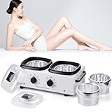 Wachs-Set, 800 ml, professioneller Wachserhitzer, Wärmer mit Einstellbarer Temperatur, Silikonschale und 40 Wachsstäbchen, Wachswärmer, Doppeltopf für Damen, Herren, Salon, Zuhause, Haarentfernung