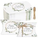 BOFUNX 50 Stück Schön Dass Du Da Bist Gastgeschenke Geschenkboxen Taufe Kommunion Konfirmation Gastgeschenk Box Hochzeit Geschenkboxen Kissenschachtel für Süßigkeiten Schokolade Kekse