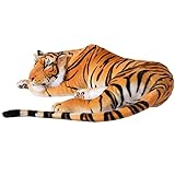 TE-Trend 18789 Plüschtier Tiger Kuscheltier Stofftiger lebensechte Raubkatze liegend Dschungel Steppe 80 cm Mehrfarbig