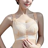MOONBADI BH rückenfrei V-Ausschnitt Bügelloser Sexy Spitze Unterwäsche Hellgelb mit Starkem Halt für Große Brüste 95E
