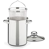 GSW Spargeltopf – hochwertiger Topf mit Einsatz-Sieb und Glasdeckel, ideal zum Kochen von Spargel, Pasta und Gemüse, auch für Induktion – Edelstahl, rostfrei, 4,2 Liter, Silber