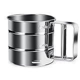 Tapvai Mehlsieb Edelstahl, Feines Mehlsieb mit Einhand, 250g Volumen, Profi-Küchensieb, Staubzuckerstreuer für Mehl, Zucker, Gewürzpulver, Spülmaschinenfest