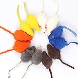 Bluelves Katzenspielzeug Maus, Spielzeugmäuse mit Glocke,12 Stück Maus Katzenminze, Spielzeug Katze Maus Toys, Fellmäuse klein plüschmaus, Interaktives Mouse Spielmaus für Katzen