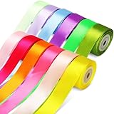 Dooozy Satinband Bänder, 12 Farben 10m 25mm Breit Geschenkband Schleifenband für Geschenkverpackung, Kunsthandwerk, Haarschleifen, Blumenstrauß, Dekoration