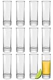 Praknu 12 Schnapsgläser Hoch aus Glas 5cl - Spülmaschinenfest - Standfest dank dickem Boden - Shotgläser für jede Party