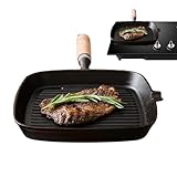 Générique Steakpfanne, Pfannkuchenpfanne aus Gusseisen – tragbar und ergonomisch, multifunktionales Werkzeug für Grillen im Freien und Camping