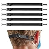 MBAIYO 5 Stück Elastische Maskenhalter,Einstellbarer Maskenhalterung mit Metallhaken Schwarzer Maskenbänder Maskenband für Mundschutz Rutschfeste Maskenverlängerung Hinterkopf Nackenhalter