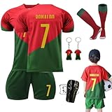 Ronronner Fußballtrikot für Kinder,Fußballtrikot,Kurzarmtrikot Shorts Set,Fussball Jersey Football Trikots,Nr.7,50Jersey Fußballtrikot mit Socken für Erwachsene und Kinder