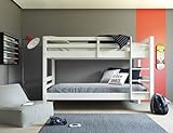 Inter Link – Etagenbett – Hochbett – Jugendbett - Rausfallschutz – Stockbett – Kinderbett – Mit 2 Lattenroste – Kiefer massivholz – Rick - Weiß lackiert – 90x190 cm