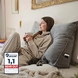 Björn&Schiller Rückenkissen grau, 70 cm - Lesekissen für Bett und Sofa, Keilkissen, Rückenpolster für die Wand, Sitzkissen, Wandkissen, groß mit waschbarem Bezug - Ideal zum Anlehnen im Bett