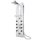 TecTake 402117 - Duschpaneel aus Aluminium mit 10 Massagejets, Düsen sind selbstentkalkend, Einfache Montage