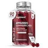 Apfelessig Gummibärchen 1000mg - Vitamin C, B12, B6, & B9 Folsäure - 90 vegane Gummies mit Apfelgeschmack - Apple Cider Vinegar - WeightWorld