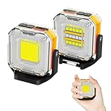 Arbeitsleuchte - Beidseitig 1200 LM, 1500mAh Led Strahler Akku, Aufladbar Magnet Lampe, Magnetleuchte, Magnetische Baulampe, Werkstattlampe für Werkstatt Outdoor Garage - 2er Pack