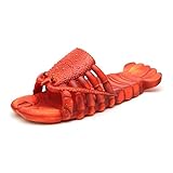 Yuchen Sommer Männer und Frauen Paar Sandalen und Hausschuhe Eltern-Kind Kinder Cartoon-Netz rote Hummer Hausschuhe lustige Krebse Strand Hausschuhe Offene Hausschuhe (40/41 EU, Leder rot, numeric_40)