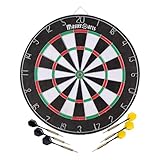 Masterdarts Dartscheibe mit 6 Darts Pfeile - Dartboard Ø45cm - Dartpfeile Metallspitze - Dartscheibe Kork mit Aufhänge Haken - Dart Set - Schwarz/Rot/Weiß/Grün