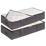 Lifewit Aufbewahrungsbehälter für unter dem Bett, 2er-Pack, Aufbewahrungsbeutel für Decken großer Kapazität und verstärktem Griff, für Bettdecken, Laken, Kleidung, Schlafzimmer, Kleiderschrank, grau