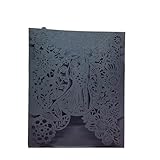 50 Stück Pocket Einladungskarten mit Blumen für Bräutigam und Bräutigam, Dekorationen für Hochzeit, Verlobung, Geburtstag (roter Umschlag, 11,5 x 17,5 cm) (Black Cover,12 x 18 cm)