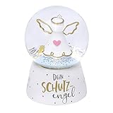 GRUSS & CO Traumkugel Motiv Engel, Glas, Polyresin, Motivdruck | Geschenk Kommunion, Konfirmation | Schneekugel, Weiß, Höhe 6,5 cm | 46636