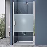 doporro Duschtür Nischentür dusche Duschabtrennung Duschkabine 70x195cm ESG-Sicherheitsglas Duschtür Milchglas-Streifen Einzeltür mit Hebe- und Senkmechanismus Teramo24MS