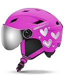 Odoland Kinder Skihelm mit Visier, Snowboardhelm für Jungen und Mädchen, Verstellbar Schneehelm mit Magnetverschluss für 3-12 Jahre, Belüftung für Skifahren & Snowboarden