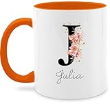 Tasse Tassen 325ml - Buchstabe mit Name personalisiert I Anfangsbuchstabe I Initiale - 325 ml - Orange - patentante buchstabentasse buchstaben j glühweintassen personalisierte kita