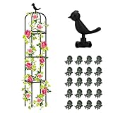 Hysagtek Rankhilfe Garten,145cm Obelisk Rankhilfe Brombeeren für Pflanzen Rankhilfe Rosen,Abnehmbar Glasfaser Rankturm mit 20 Stück Pflanzenklammer für Rosen Blumen und Tomaten Kletterpflanzen