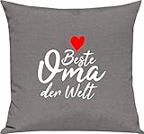 Kleckerliese Dekokissen Beste Oma der Welt Kissenbezug Kissen Kissenhülle 40x40cm, Farbe Grau