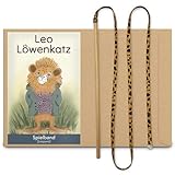 LEO LÖWENKATZ Katzenangel für Katzen. Robuster Holzstab mit extra langem Spielband und wildem Leoparden-Muster. Robustes Katzenspielzeug