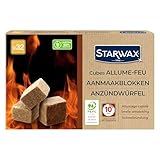 STARWAX - Anzündwürfel - Brenndauer bis 10 min - Schnelles Anzünden - Beeinträchtigen Nicht den Geschmack der Speisen - PEFC - 32 Würfel