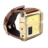 Brrnoo Herren-Digitaluhr, Sport-Chronograph, Dreifache Zeitanzeige, LED, Großes Zifferblatt mit Lederarmband für Outdoor- und Indoor-Aktivitäten