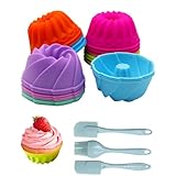 HTRTRR Silikon-Muffinformen 24 Stück, Silikon-Doughnut-Formen, wiederverwendbare Mini-Muffin-Formen, Donut-formen, Brot- und Kuchenformen, Gebäckformen